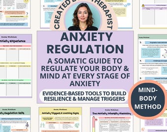 Anxiety Regulation Worksheets: Mind-Body exercises for Self Regulation & Mapping Triggers (Printable PDF)