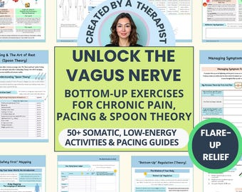 Vagus Nerve worksheets for Chronic Illness, POTS, MCAS, Fibromyalgia & Fatigue, Flare-Ups Relief (PDF)