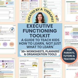 Executive Function Worksheets for Parents & School Counselors: ADHD Study Skills, Homework, Time Management (PDF)