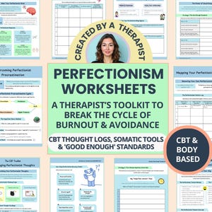 Perfectionism Worksheets for Procrastination & Burnout: CBT and Somatic Tools to Release Control  (Fillable PDF)