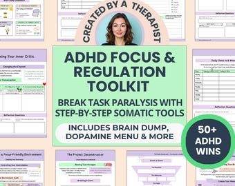 ADHD Workbook Bundle: Executive Function Toolkit for Adults & Teens (Fillable PDF)