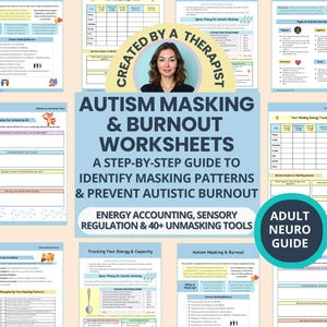 Autismus Maskierung & Burnout Arbeitsblätter: Demaskierung Unterstützung für Neurologisch unterschiedliche Erwachsene mit Autismus (ausfüllbares PDF)