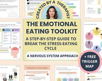 Emotional Eating Workbook to End Cravings and Binge Cycles with Mind & Body Worksheets (Fillable PDF)