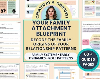 Family Systems Worksheets: Attachment Patterns, Parts Dynamics, Childhood Roles & Intergenerational Mapping (Fillable PDF)