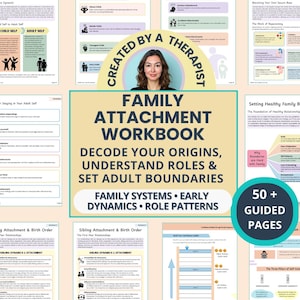 Family Systems Worksheets: Attachment Patterns, Parts Dynamics, Childhood Roles, Adult Boundaries (PDF)