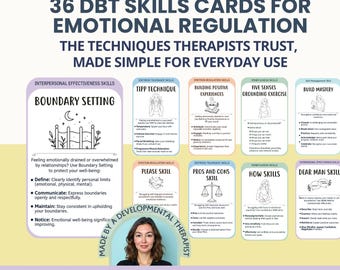 DBT Skills Flashcards: Emotional Regulation & Coping Skills (Printable Cards)