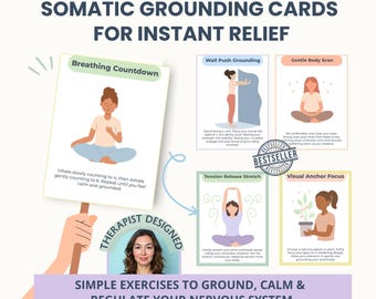 Somatic Therapy Cards for Grounding | Nervous System Regulation, Anxiety Relief Tools | Vagus Nerve Exercises & Polyvagal Theory Techniques