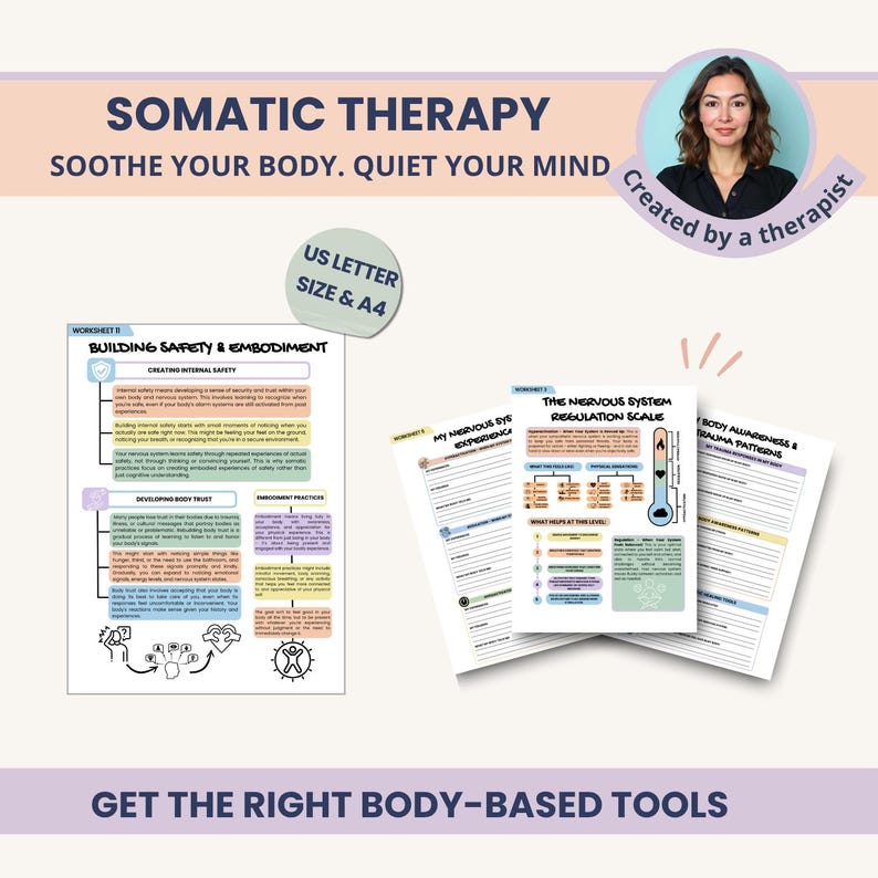 Somatic Therapy Worksheets: Polyvagal Theory, Vagus Nerve Exercises (Printable PDF)