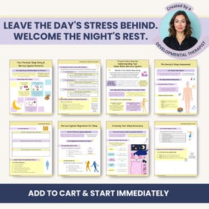 Somatic Sleep Toolkit with vagus nerve exercises, polyvagal theory worksheets, and nervous system regulation tools. Includes sleep hygiene routines, calming bedtime practices, somatic breathing techniques, and trauma-informed relaxation guides. Designed for insomnia support, stress and anxiety relief, and better rest. Digital PDF workbook for holistic sleep therapy and mind body healing routines.