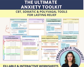 Anxiety Relief Toolkit: CBT & Somatic Therapy Worksheets (PDF Download