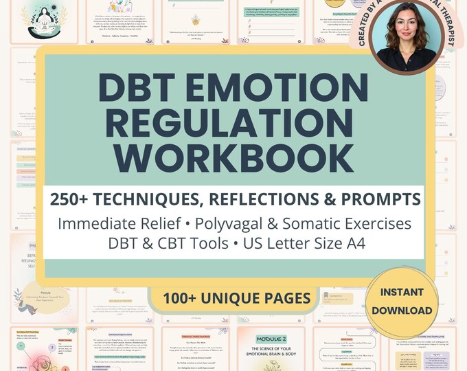 Featured listing image: DBT Emotion Regulation Workbook, CBT Techniques Somatic Experiencing Polyvagal Theory Holistic Therapy Emotional Intelligence Worksheets