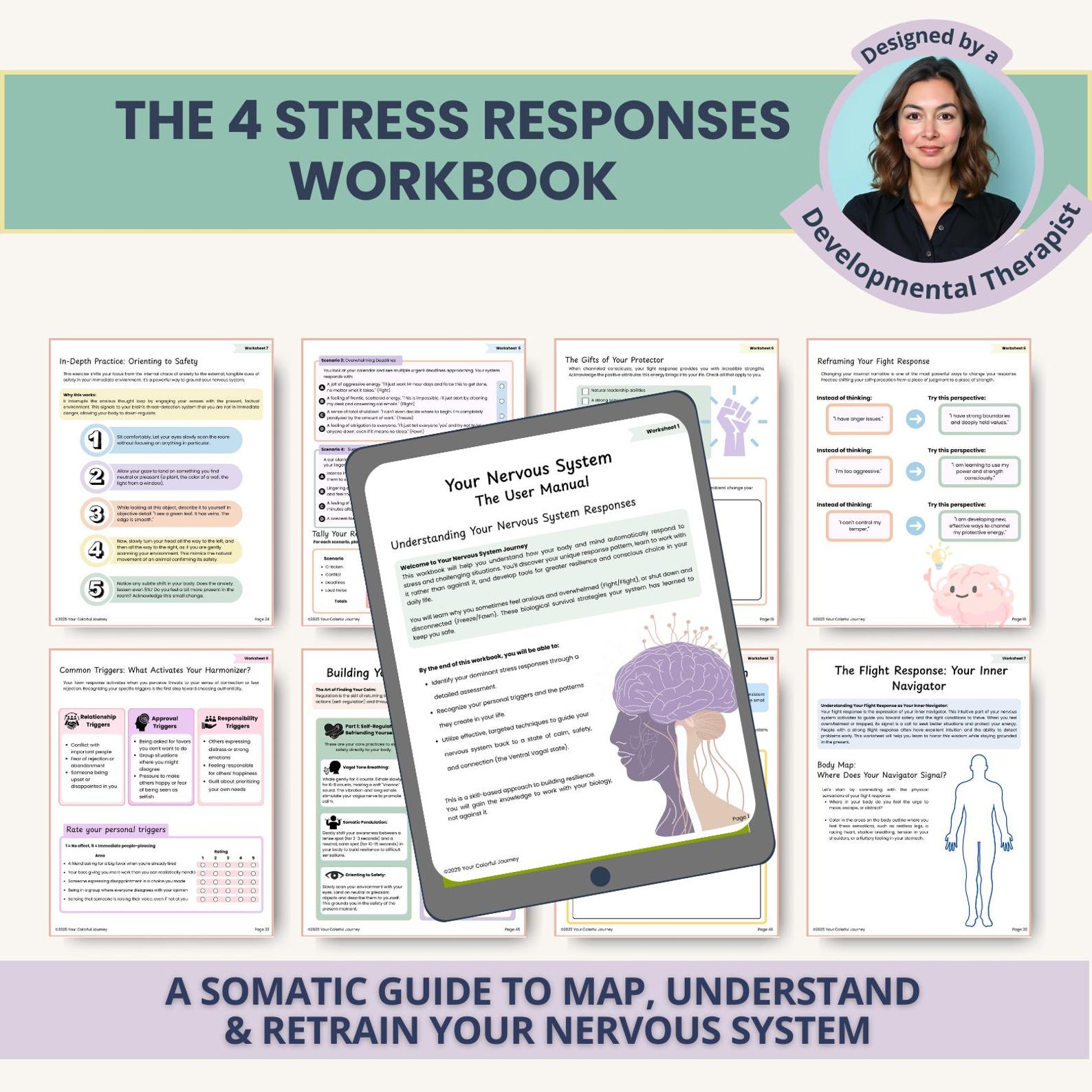 Stress Response Workbook: Fight Flight Freeze Fawn Survival Responses ...