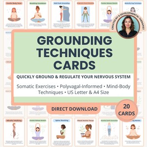 Grounding Techniques Digital Card Deck Somatic Therapy Nervous System Regulation Anxiety Relief Tool Vagus Nerve Exercises Polyvagal Theory