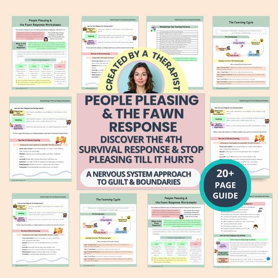 Fawn Response: People Pleasing Worksheets, Conflict Avoidance & Emotional Boundaries (Fillable PDF)