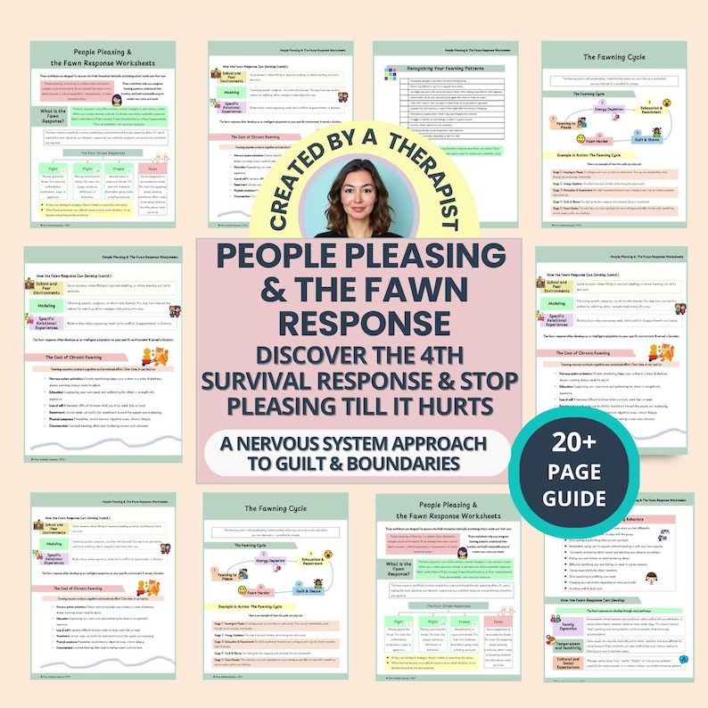Fawn Response: People Pleasing Worksheets, Conflict Avoidance & Emotional Boundaries (Fillable PDF)