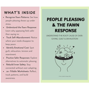 Chronic People Pleasing Worksheets, Fawn Response, Conflict Avoidance & Emotional Boundaries (Fillable PDF)