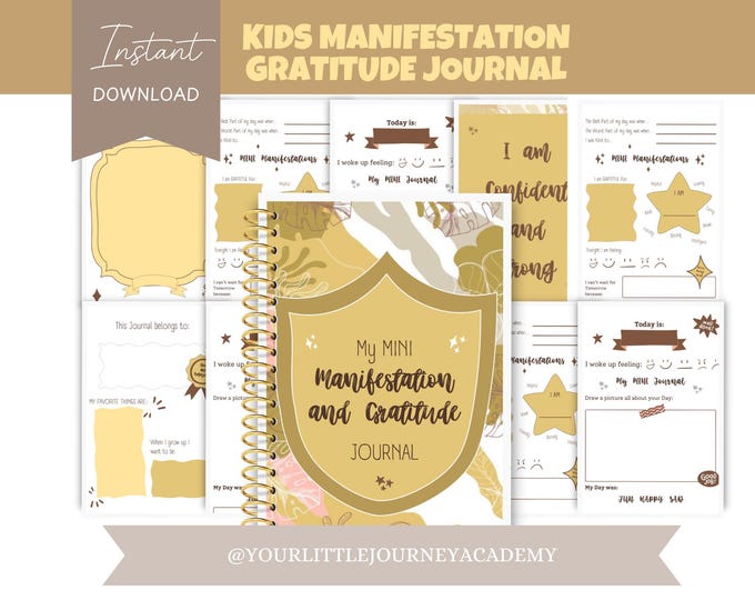 Kids Manifestation Gratitude Journal, Law Of Attraction Children, Digital daily Planner exercises, Empowerment  Resilience , 100 Pages PDF