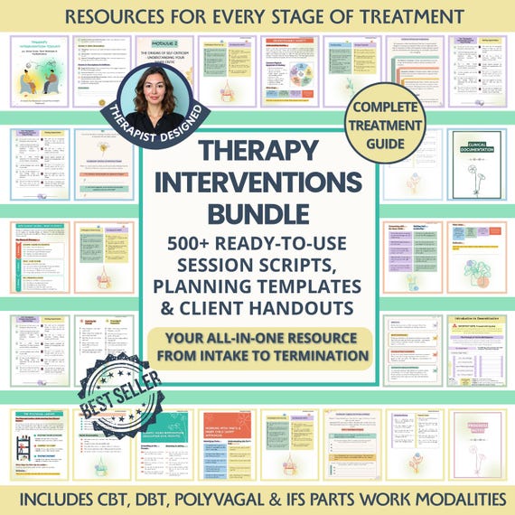 Therapy Intervention Bundle: Clinical Documentation, Session Scripts, Client Handouts, Counselling & Therapists (Digital PDF)