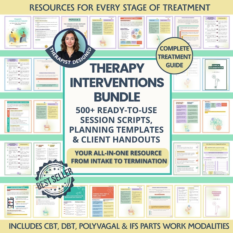Therapy Intervention Bundle: Clinical Documentation, Session Scripts, Client Handouts, Counselling & Therapists (Digital PDF)