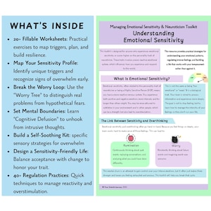 Neuroticism & Emotional Sensitivity Worksheets: Intrusive Thoughts, Worry Cycles, Reactivity (HSP Toolkit)