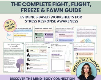 Fight Flight Freeze Fawn Responses Workbook: Identify Your Survival Responses & Behavioral Patterns (Fillable PDF)