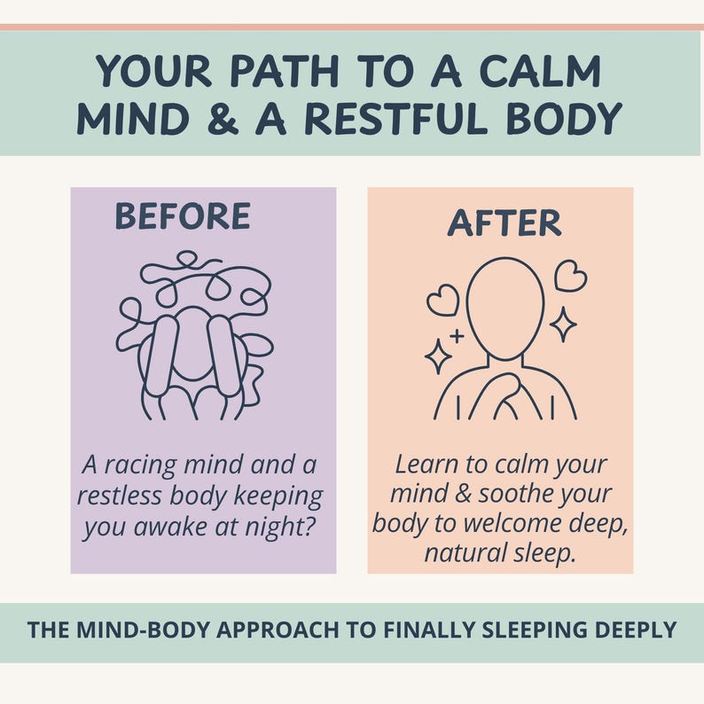 Somatic Sleep Toolkit with vagus nerve exercises, polyvagal theory worksheets, and nervous system regulation tools. Includes sleep hygiene routines, calming bedtime practices, somatic breathing techniques, and trauma-informed relaxation guides. Designed for insomnia support, stress and anxiety relief, and better rest. Digital PDF workbook for holistic sleep therapy and mind body healing routines.