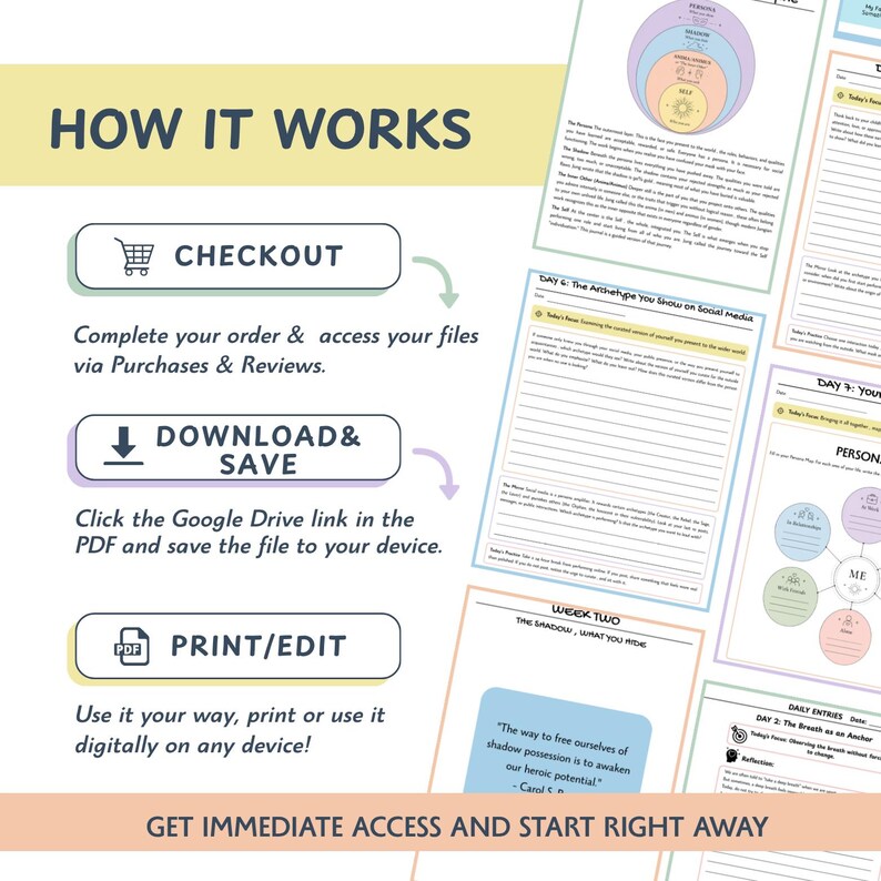 Archetypes Journal: Discover your Personality Type, Self Discovery Workbook, Jungian Psychology (PDF)