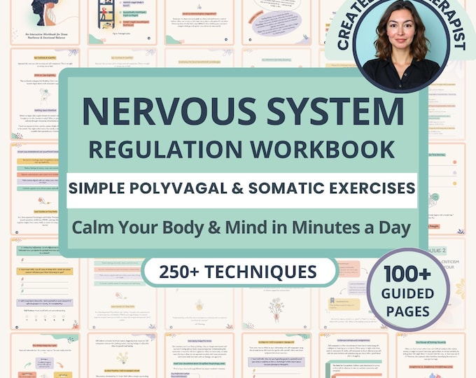 Featured listing image: Nervous System Regulation Workbook, Polyvagal Theory Somatic Exercises Anxiety Relief Grounding Techniques Window of Tolerance Stress Relief