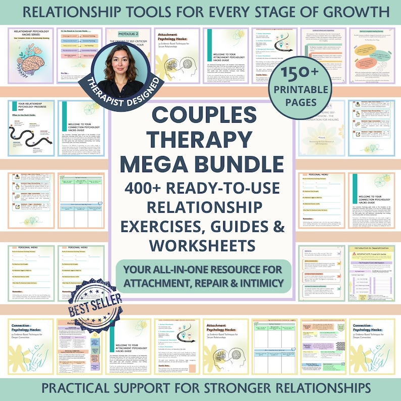 Couples Therapy Mega Bundle: Relationships Skills, Conflict Resolution, Trust & Emotional Intimacy Worksheets (PDF)