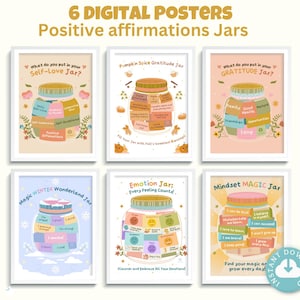Growth Mindset Poster Bundle Self Love Gratitude Jar Emotional Learning Affirmation Classroom Decor Homeschooling Digital Download