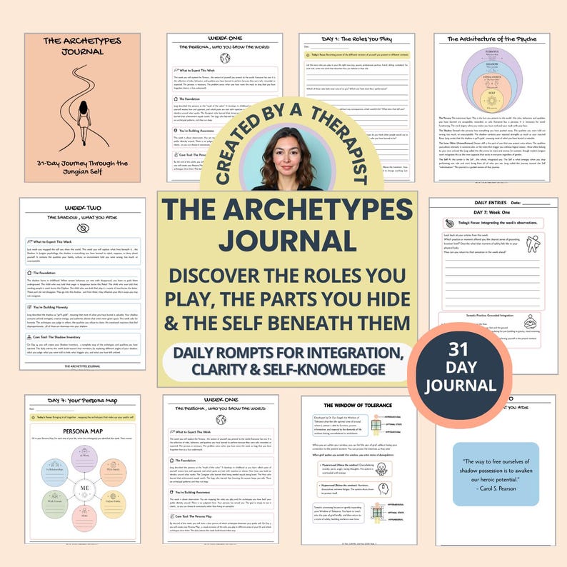 Archetypes Journal: Discover your Personality Type, Self Discovery Workbook, Jungian Psychology (PDF)