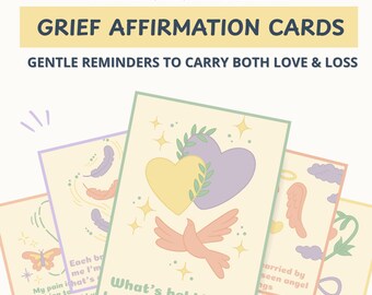Grief Support Cards: 22 Hand-Drawn Affirmations for Bereavement, Sympathy Gift, Printable Mourning Deck