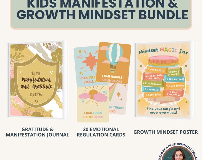 Kids Manifestation Journal Growth Mindset Activities Affirmation Cards Calm Corner Resources Emotional Regulation Therapy Worksheets SEL