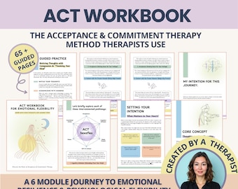 Acceptance & Commitment Therapy Workbook: ACT Worksheets for Emotional Awareness and Psychological Flexibility ( Printable PDF)