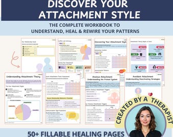 The Complete Attachment Styles Worksheets Bundle, A Therapist's Guide to Healing Anxious & Avoidant Patterns, Building Secure Relationships