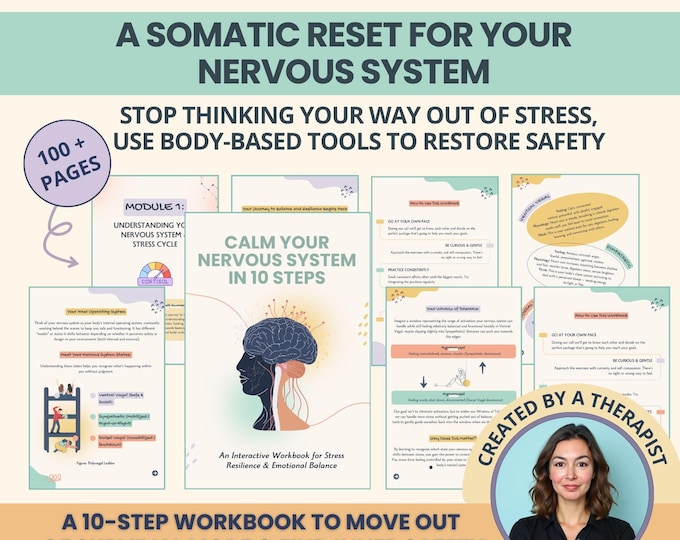 Featured listing image: Calm Your Body to Quiet Your Mind: Nervous System Workbook, Window of Tolerance Tools (PDF)