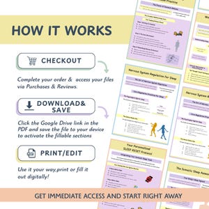 Somatic Sleep Toolkit with vagus nerve exercises, polyvagal theory worksheets, and nervous system regulation tools. Includes sleep hygiene routines, calming bedtime practices, somatic breathing techniques, and trauma-informed relaxation guides. Designed for insomnia support, stress and anxiety relief, and better rest. Digital PDF workbook for holistic sleep therapy and mind body healing routines.
