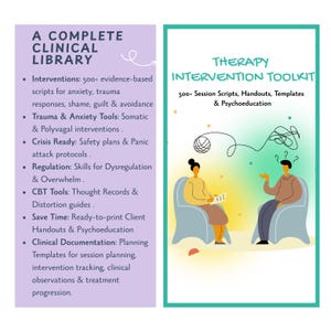 Therapy Intervention Bundle: Clinical Documentation, Session Scripts, Client Handouts, Counselling & Therapists (Digital PDF)