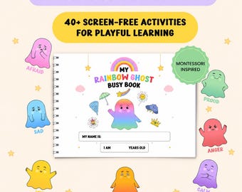 Emotion Activity Book: Hand-Illustrated Feelings Ghost Printable, Social Emotional Skills Preschool (PDF)