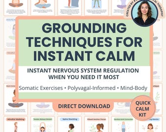 Grounding Techniques Digital Card Deck Somatic Therapy Nervous System Regulation Anxiety Relief Tool Vagus Nerve Exercises Polyvagal Theory