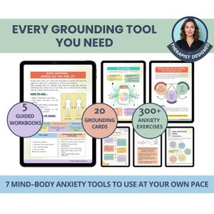 Anxiety Workbooks Mega Bundle: 7 Grounding Tools to Stop Overthinking, Fear & Mental Load (PDF)