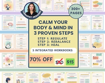 Anxiety & Stress Relief Mega Bundle | 3-in-1 Holistic Workbooks for  Overthinking, Burnout, Nervous System Regulation, Somatic, DBT, CBT