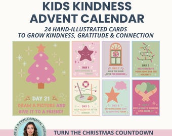 Kids Kindness Advent Calendar Cards: Family Holiday Tradition, Daily Gratitude (Printable PDF)