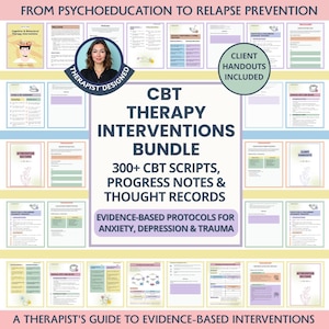 CBT Interventions & Therapy Notes Bundle: cognitive behavioral therapy, Clinical Session Scripts (PDF)