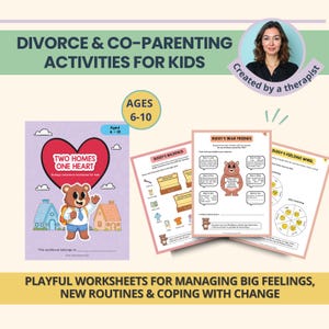 Schede di lavoro sul divorzio per bambini: libro di attività sulla co-genitorialità, cambio di casa, strumenti e routine di coping (download digitale)