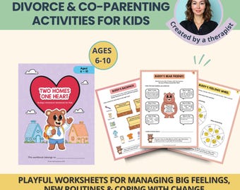 Divorce Worksheets for Kids: Co-parenting Activity Book, Switching Homes, Coping Tools & Routines (Digital Download)