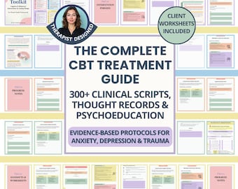 CBT Interventions & Therapy Notes Bundle: Cognitive Behavioral Therapy Worksheets, Clinical Scripts, Client Handouts (PDF)