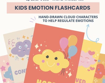 Kids Emotion Flashcards: Hand Drawn Feelings Cards, SEL School Counselor Printables