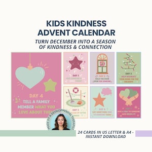 Kindness Advent Calendar Cards for Kids: Build Gratitude, Family Connection & Holiday Tradition, Use at Home or School (Printable PDF)