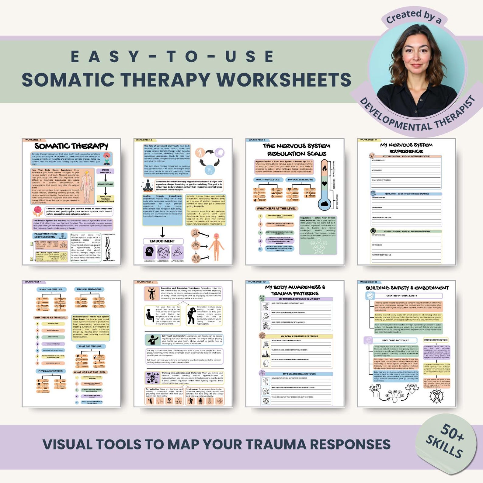 Somatic Therapy Worksheets: Restore Safety in Your Body, Vagus Nerve ...